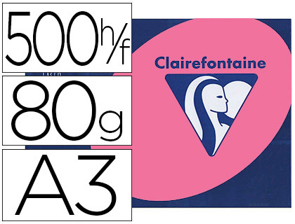 PAPIER COULEUR CLAIREFONTAINE TROPHE MULTIFONCTION A3 80G/M2 COULEURS INTENSES ROSE FUCHSIA PAQUET 500 FEUILLES
