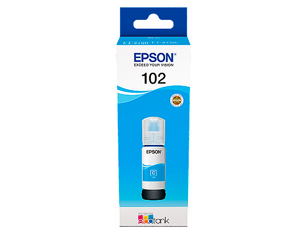 CARTOUCHE EPSON JET ENCRE ECOTANK 102 ET-2700 / 2750 / 3700 / 3750 / 4750 BOTE DE 70 ML CYAN 6000 PAGES