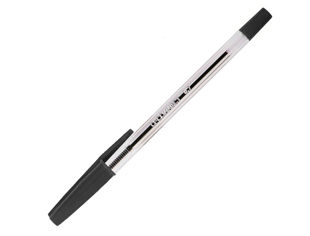 STYLO-BILLE Q-CONNECT ÉCRITURE MOYENNE 0.7MM ENCRE CLASSIQUE BILLE INDÉFORMABLE CAPUCHON COULEUR ENCRE NOIR