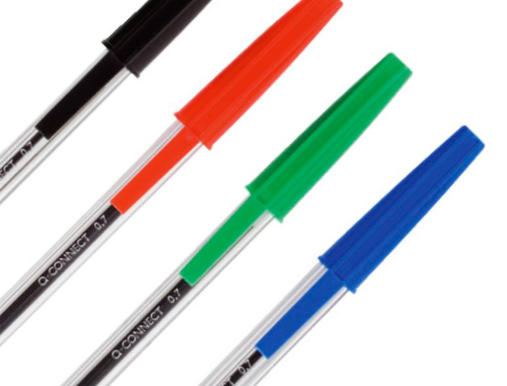 STYLO-BILLE Q-CONNECT ÉCRITURE MOYENNE 0.7MM ENCRE CLASSIQUE BILLE INDÉFORMABLE CAPUCHON COULEUR ENCRE NOIR
