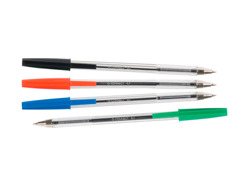 STYLO-BILLE Q-CONNECT ÉCRITURE MOYENNE 0.7MM ENCRE CLASSIQUE BILLE INDÉFORMABLE CAPUCHON COULEUR ENCRE NOIR