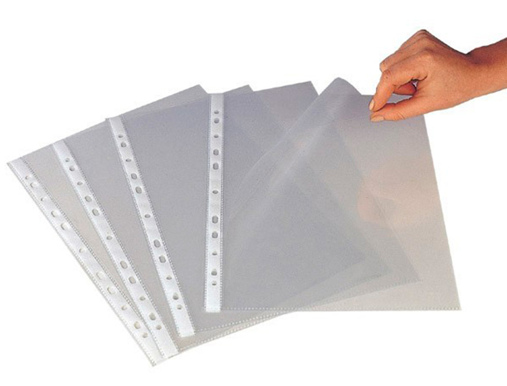 POCHETTE Q-CONNECT POLYPROPYLÈNE 8/100E PERFORÉE OUVERTURE ANGLE ANTISTATIQUE A4 210X297MM SACHET 25 UNITÉS