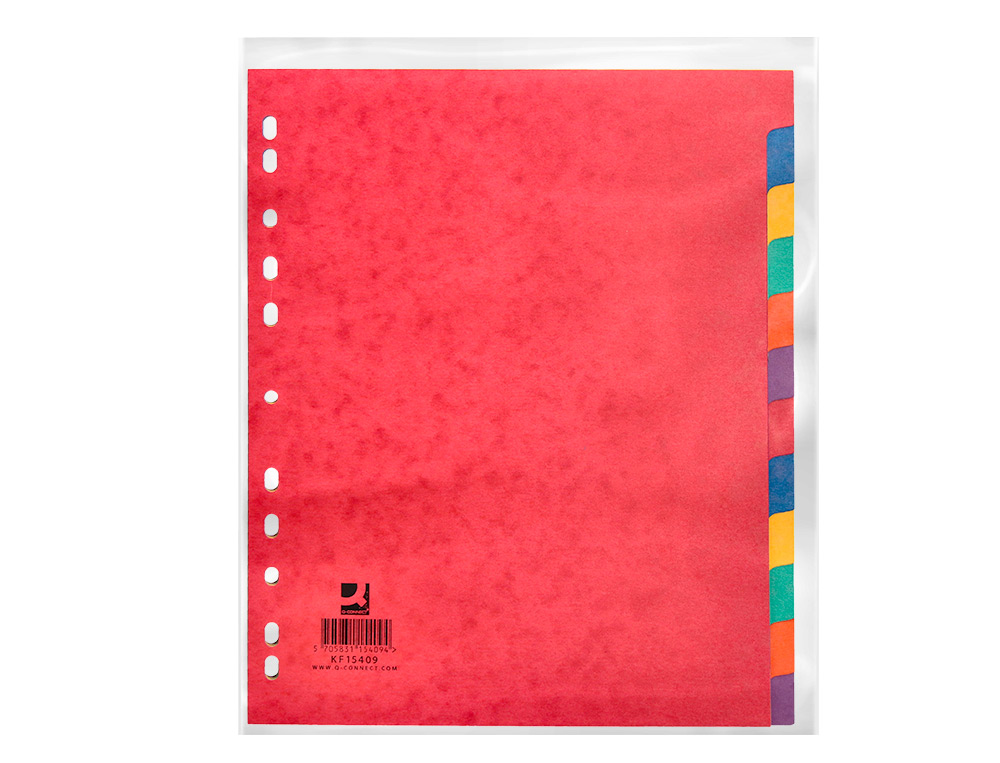 INTERCALAIRE Q-CONNECT CARTE LUSTRE 225G 12 POSITIONS A4+ 212X310MM