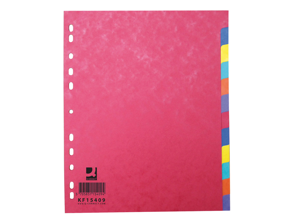 INTERCALAIRE Q-CONNECT CARTE LUSTRE 225G 12 POSITIONS A4+ 212X310MM