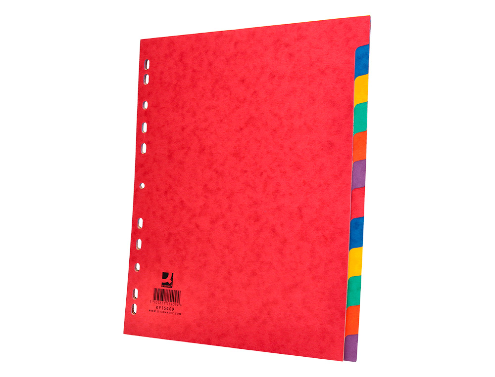 INTERCALAIRE Q-CONNECT CARTE LUSTRE 225G 12 POSITIONS A4+ 212X310MM
