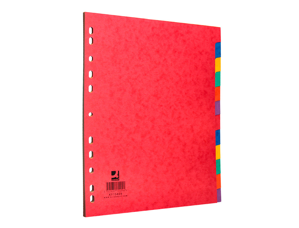 INTERCALAIRE Q-CONNECT CARTE LUSTRE 225G 12 POSITIONS A4+ 212X310MM