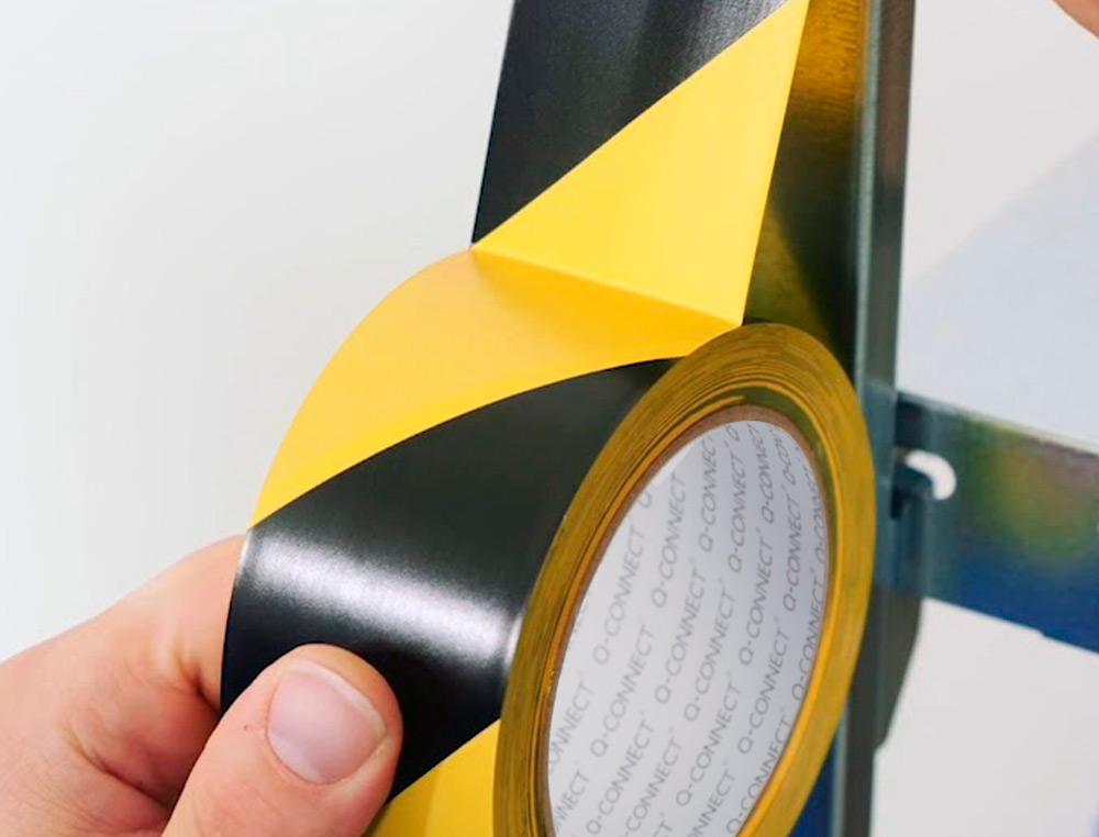RUBAN ADHÉSIF Q-CONNECT SÉCURISÉ RUBAN SIGNALISATION RÉSISTANT 48MMX20M COLORIS NOIR/JAUNE