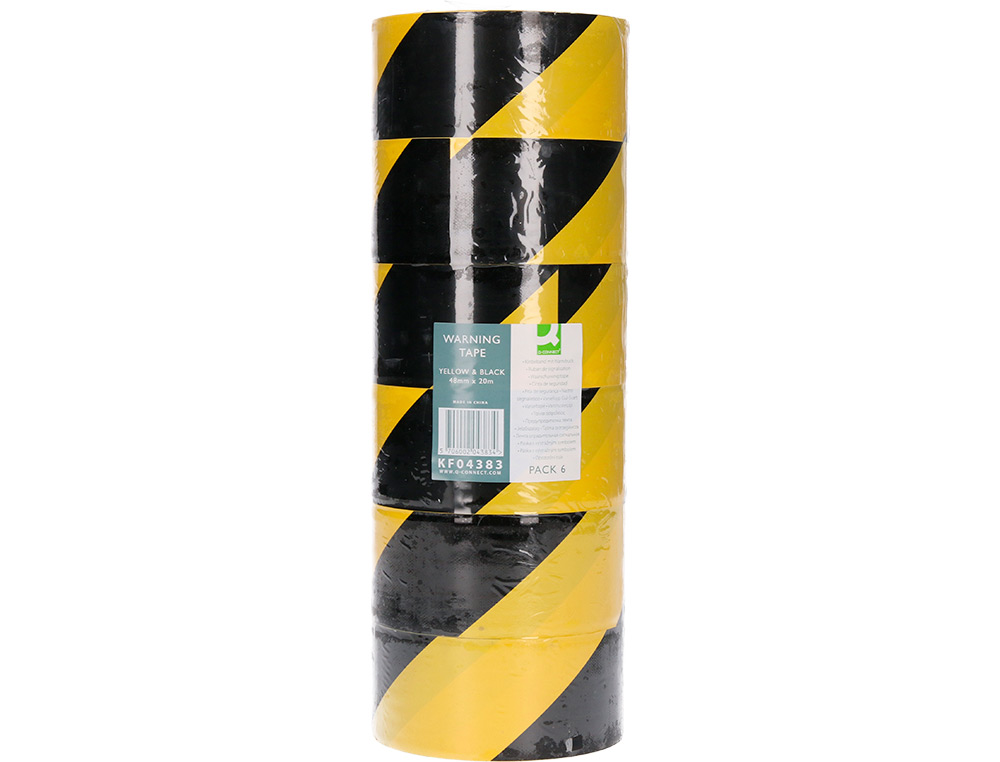 RUBAN ADHÉSIF Q-CONNECT SÉCURISÉ RUBAN SIGNALISATION RÉSISTANT 48MMX20M COLORIS NOIR/JAUNE