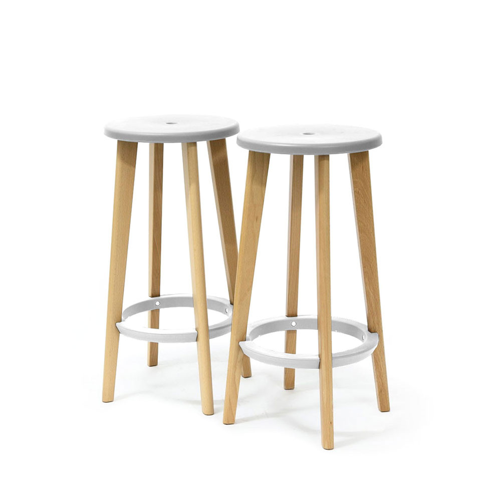 LOT DE 2 TABOURETS HAUTS PAPERFLOW WOODY COLORIS BLANC
